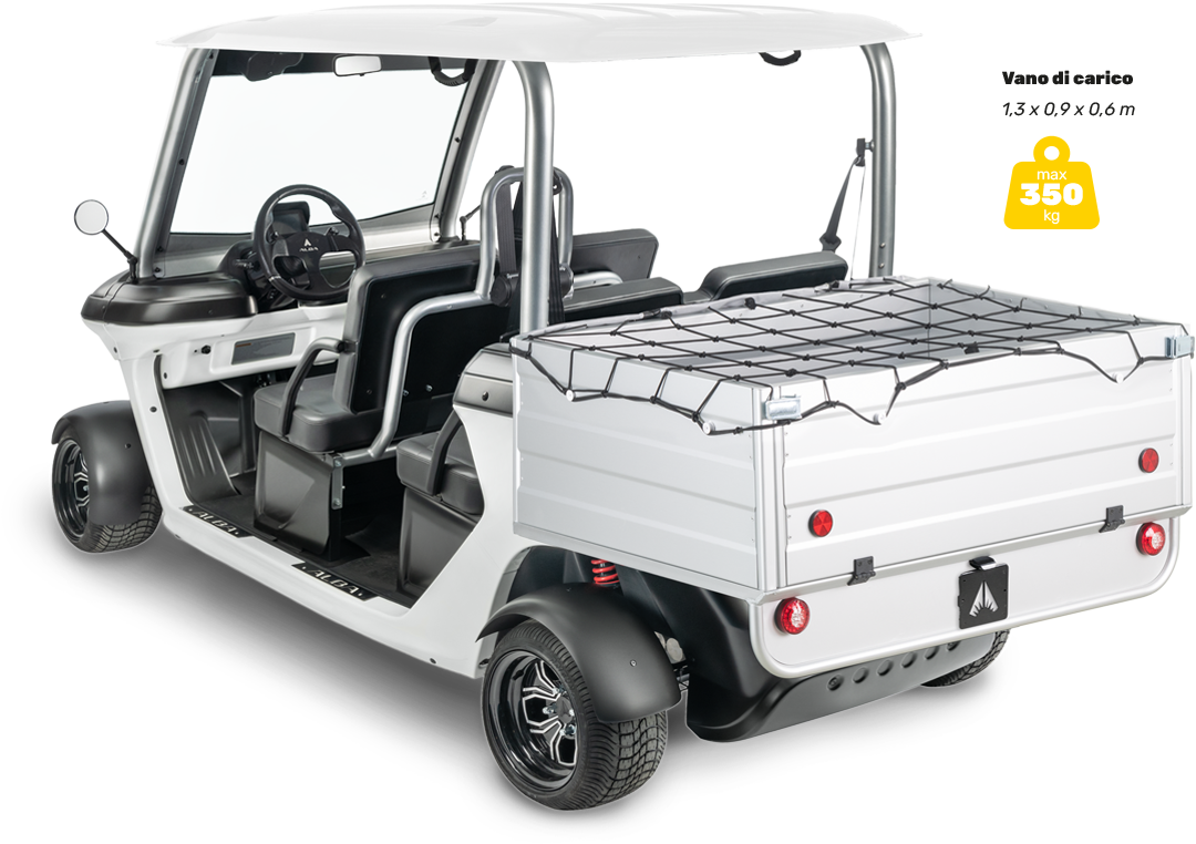Cart elettrico 4 posti luxury omologato per il trasporto di ospiti e bagagli Alba 4SC CARGO